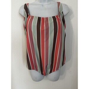 Kona Sol Swimsuit Womens Size XL One Piece Multicolor Pullover Stripes Boho EUC